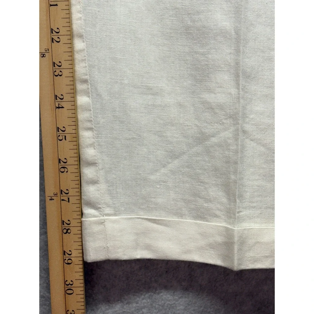 Metafuori New York Mens 36 Cream Linen Cotton Pleated Cuffed Trousers Pants